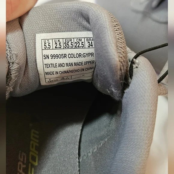 NWT Sketchers Sneakers Grey and Purple 5 1/2 - Picture 7 of 7